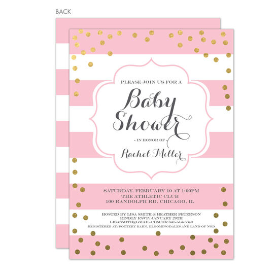 Pink Confetti Baby Shower Invitations